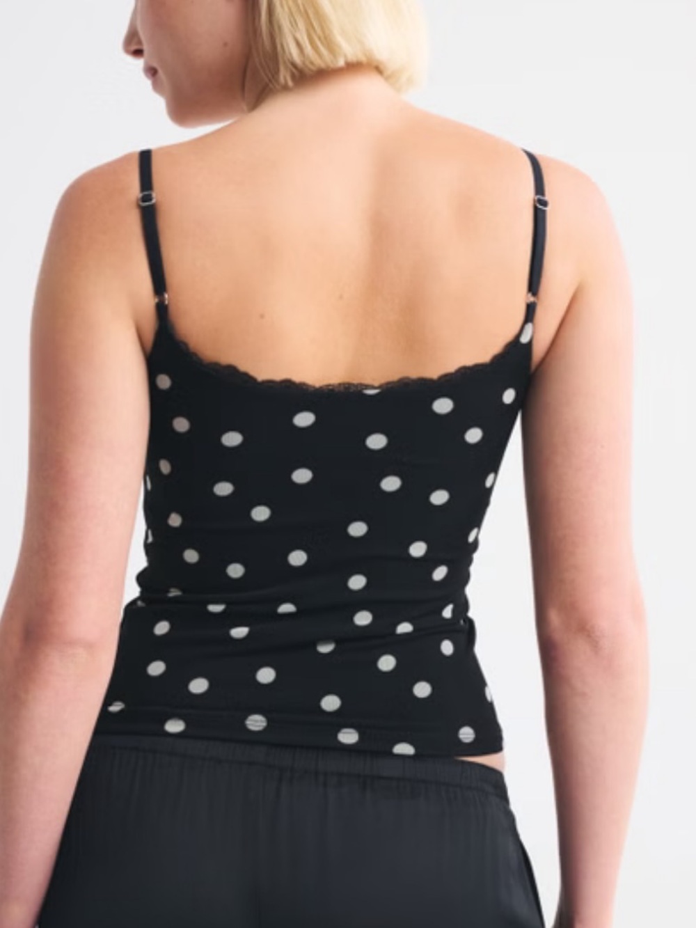 Abercrombie & Fitch Black Polka Dot Lace-Trim Cami Bra Free Collection 90s - Picture 2 of 5